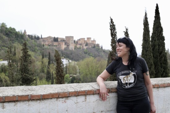 Erika with Granada Alahambra in the distance