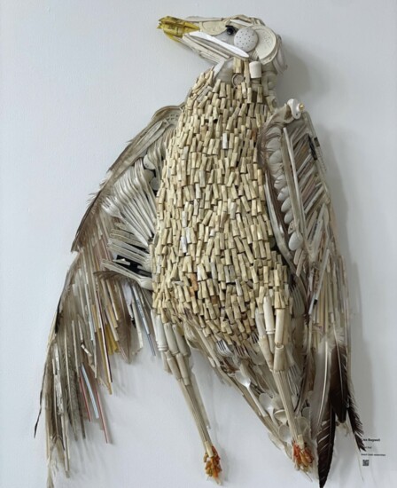 A sea gull, made by Lisa Bagwell from debris found on the beach, is featured in the 'Upcycled' show