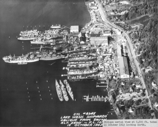 During WWII the Lake Washington Shipyards, located at today's Carillon Point, was a bustling facility which produced primarily seaplane tenders for the US Navy.