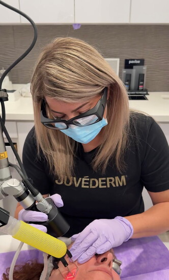 Melissa the Laser Technician laying down some CO2 laser treatment