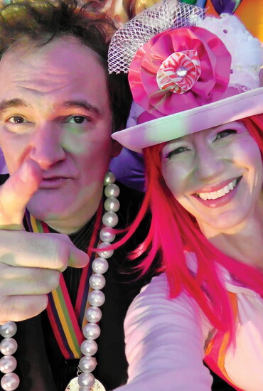 Quentin Tarantino and Laura Cayouette, Krewe of Orpheus parade, 2014