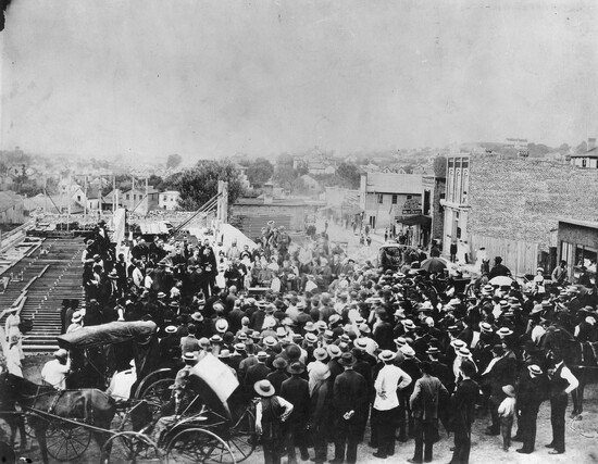 Laying the cornerstone in 1885 (McClung Historical Collection)