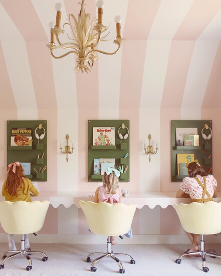 Whimsy meets function in this sweet study space—proof that learning can be just as lovely as play.
