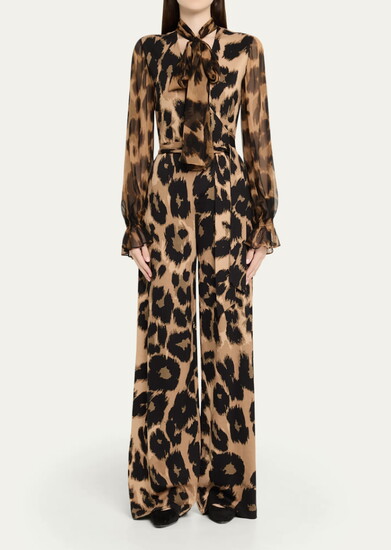 Lucia Leopard-Print Wrap Jumpsuit
