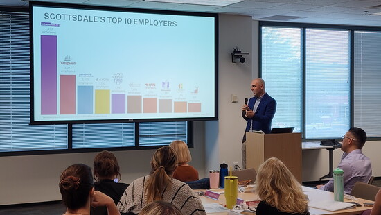 Learning about the top 10 employers in Scottsdale at Economic Development Day.