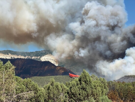 A large plume of smoke from the Spring Creek Fire near Parachute, CO. PC: Erin Jones, BLM