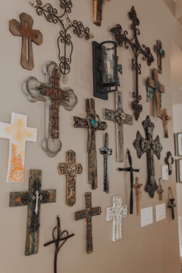 Part of her collection of crosses. 