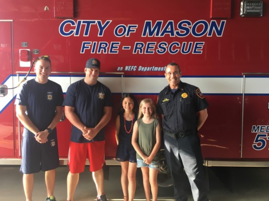 Elise and Maddie hand-delivered dinner and dessert to City of Mason fire stations 51 and 52.