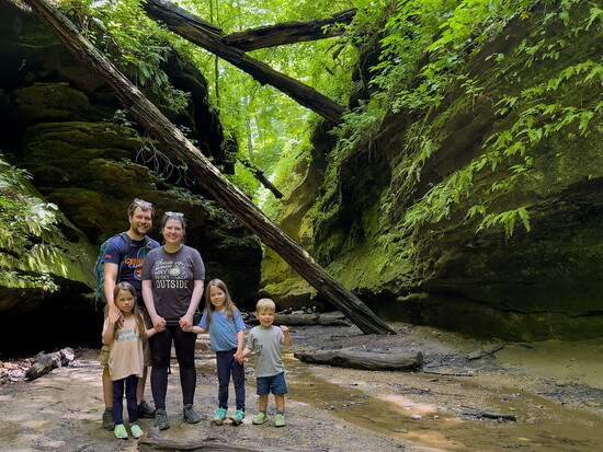 Amy Eastin and her family at Turkey Run State Park in Indiana