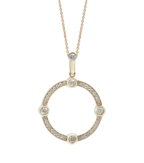 Irthly Jeweled Adornments: yellow gold and diamond “Cardinal Sans” necklace