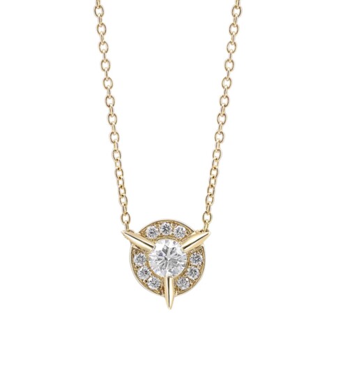 Irthly Jeweled Adornments: dainty diamond “Cycle Sans” necklace in yellow gold