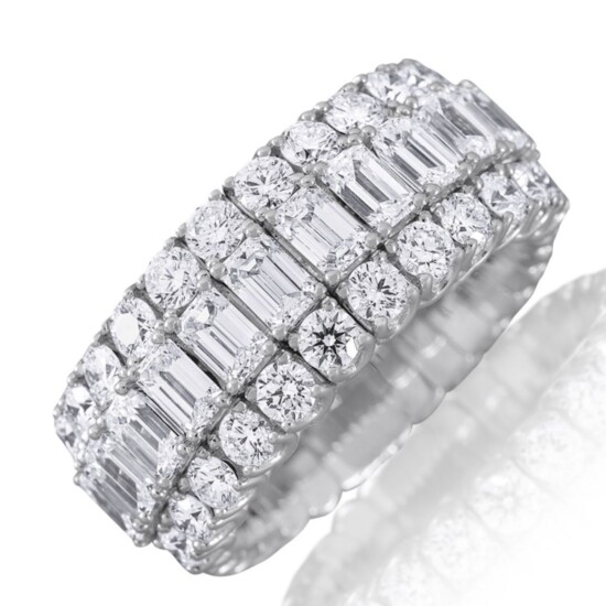 Picchiotti XPANDABLE: round and emerald-cut diamond band