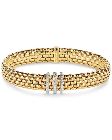 Fope: “Panorama” bracelet in 18k yellow gold with pavé-set diamonds