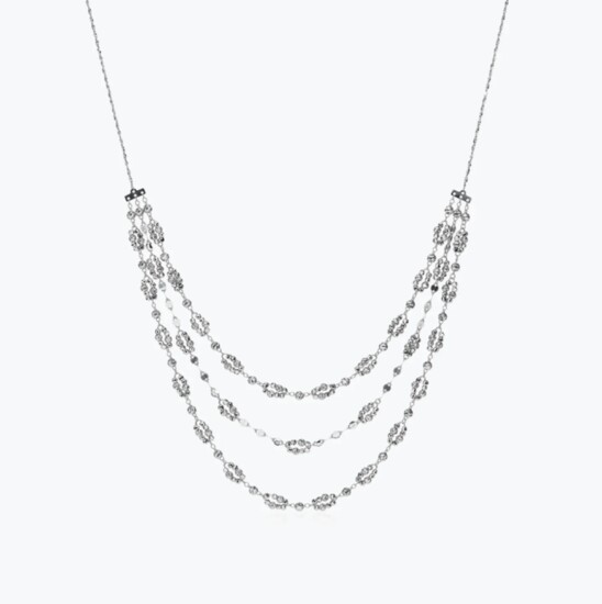 Platinum Born: triple-row faceted platinum necklace