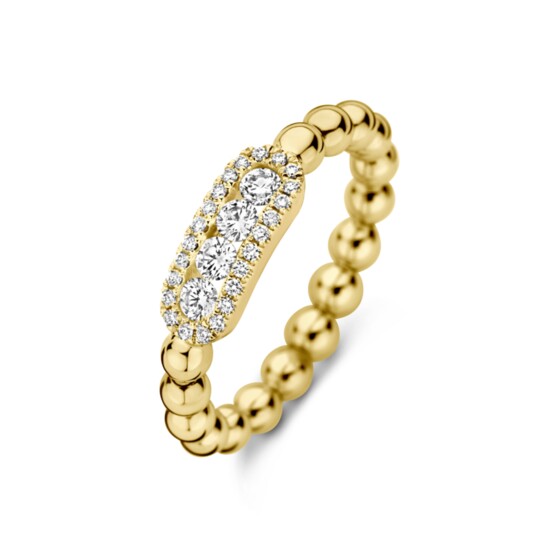 Hulchi Belluni: dainty diamond-accented band from the Tresore collection in yellow gold