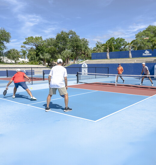 A lively game of pickleball at Plantation Golf & Country Club. (Photo by Brian Glantz-1st Glantz Media)