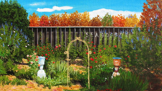 David French, McGill Rose Garden, 2012. Acrylic on wood, 12 × 18 in.