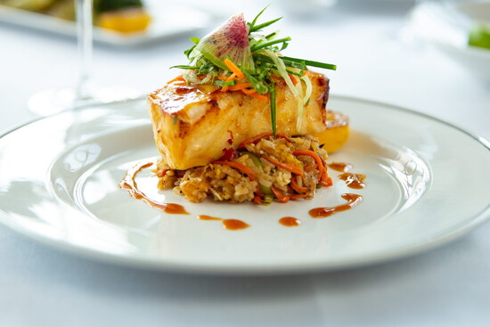 Truluck's miso-glazed seabass makes for a decadent lunch.
