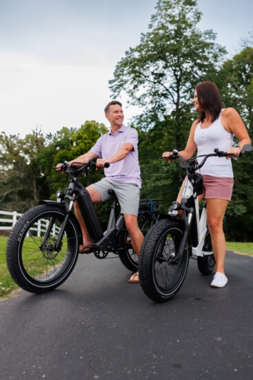 Pete & Emily enjoying a summer cruise with Big Cove E-Cycles. 