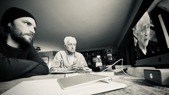 Kevin Ford works on edits with Robert Downey Sr. (Photo by Kevin Ford)