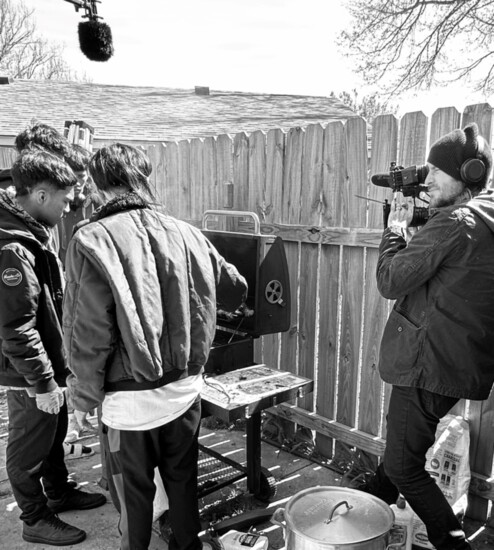 Kevin Ford films a scene from a forthcoming documentary being shot in Enid.