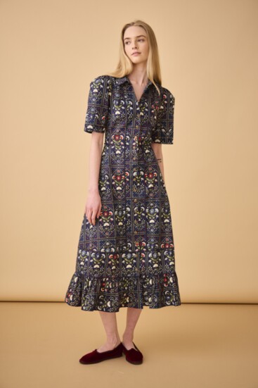 Greta Dress - Navy Trellis - Hunter Bell - Fall 2024