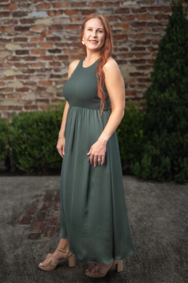 Shania Dress -  This emerald tank features a flowy midi skirt that will have you twirling in style.