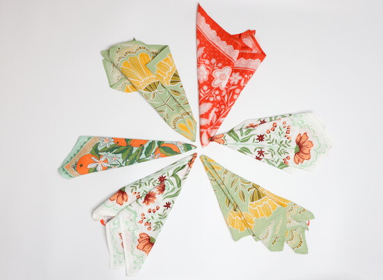 Bandanas — Hand screen-printed in India, these versatile bandanas can be styled countless ways.