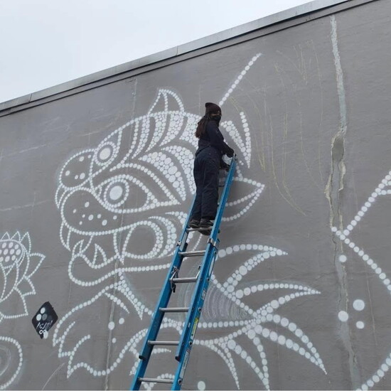 Tiger mural in process