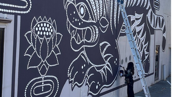 TIger mural in process