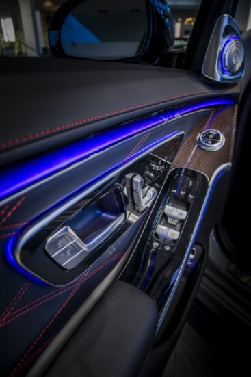 Ultra luxurious options such as red flecked carbon fiber dash & interior panels and a hand built engine are hallmarks of Mercedes' AMG limited edition vehicles.