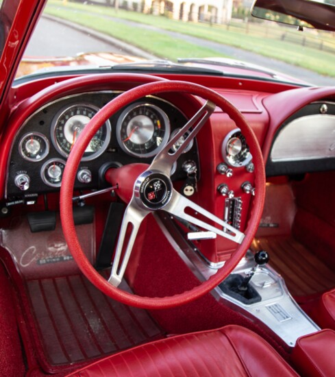 The futuristic styling of the driver's cockpit of the 1963 C2 Corvette is still influencing auto design today.