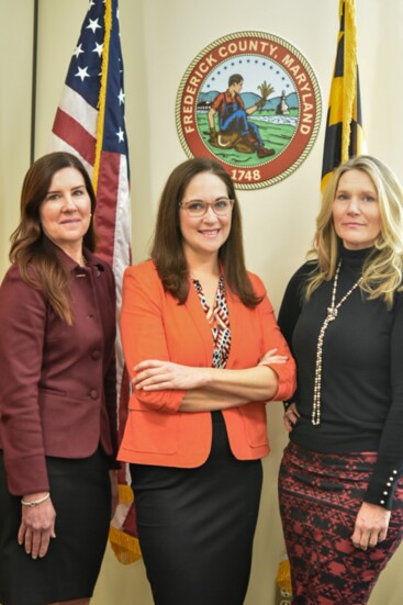 County Executive Jessica Fitzwater (center) with Kimberly Gaines (left) and Deborah Carpenter (right).