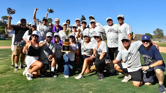 The Estate Properties team celebrates its victory at the annual PVPAR King of the Hill Softball Tournament Fundraiser.
