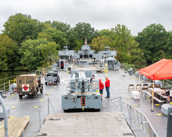 A view toward the stern of the 327-feet-long LST-325.