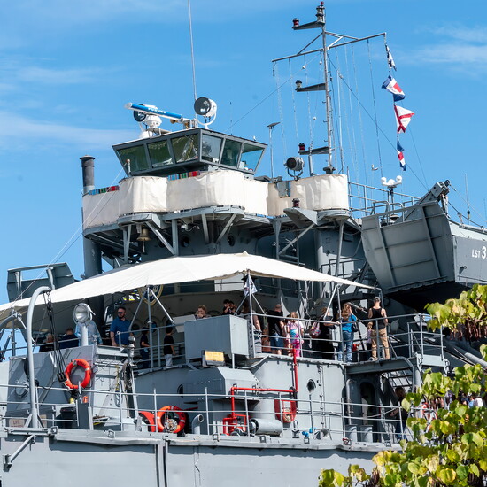 A steady stream of visitors toured LST-325 while it was docked in Hendersonville.