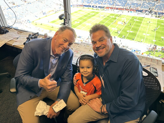 Voice of Broncos Dave Logan, grandson Avery and Rick Lewis