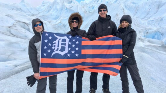 Smith hiking a glacier in Patagonia