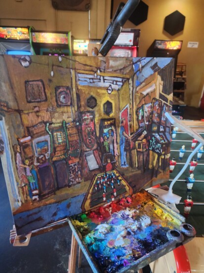 Painting by Randy Smith in progress. Photo credit: Randy Smith.