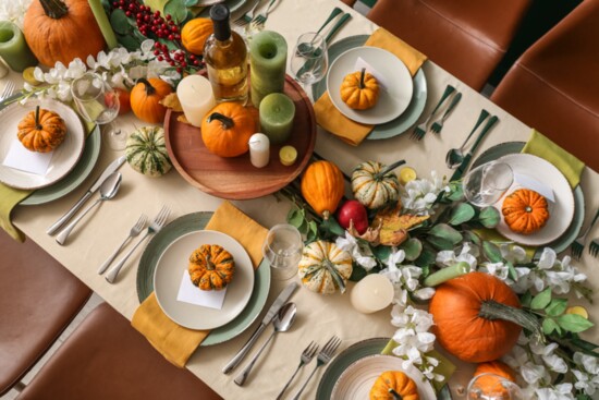 Table set for Thanksgiving.