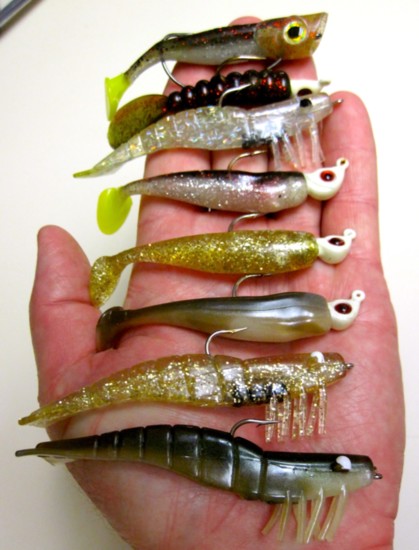 6. A series of D.O.A. jig, plug and artificial shrimp lures