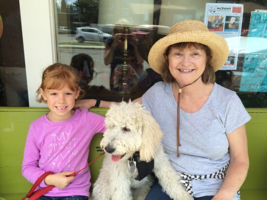 Carole Skinner, granddaughter Elena and Teddy