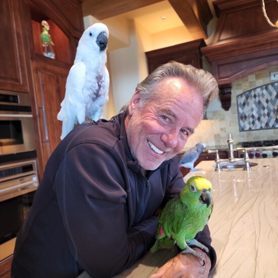 Doug Perry with feathered friends