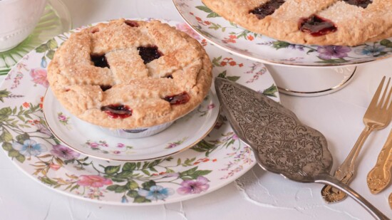 A pretty place setting, a tasty treat.