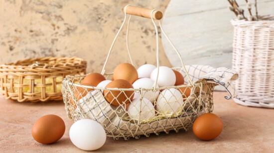 Fresh eggs are sold sale at FarmHaus farm. 