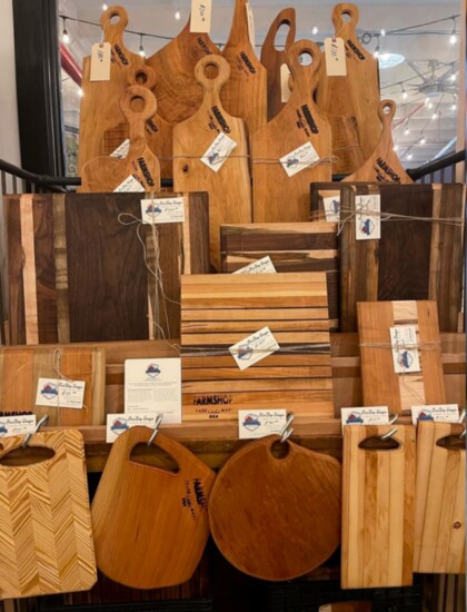 Handcrafted charcuterie boards and other wooden items