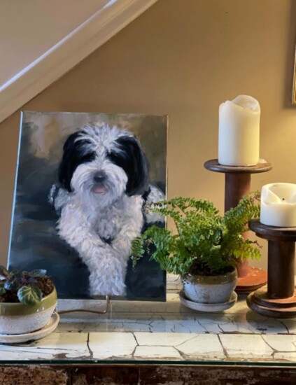 Many customers request paintings of their beloved pets. 