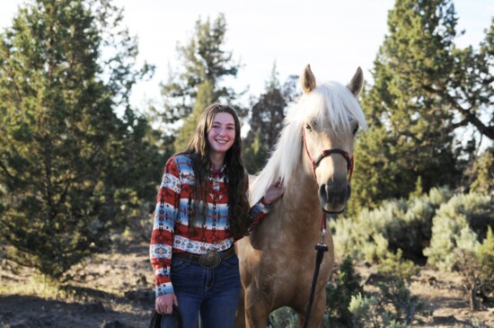 Sierra Rowden of Powell Butte with her previously untouched Hogs Creek HMA Mustang, Silas, on Day 41 of the 100+ Teens & Oregon Mustangs Challenge.  