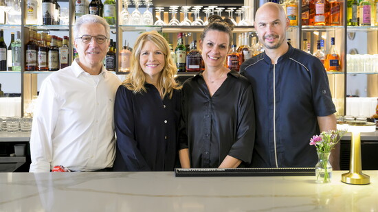 The partners of the new Longet (R-L): Kimon Dafoulas, Judy Dafoulas, Jessica Longet, and Chef Steve Longet.