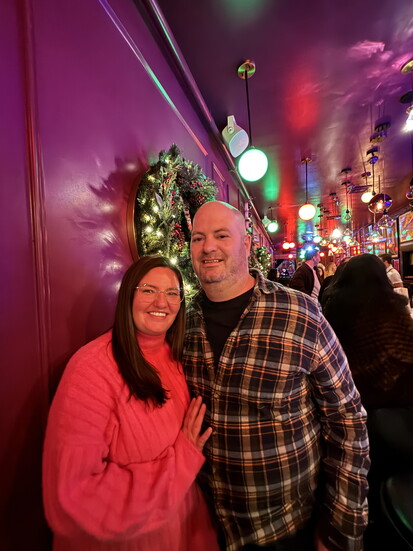 Valerie and Chris enjoying the cozy scene in one of their favorite date night spots, Lovesick.